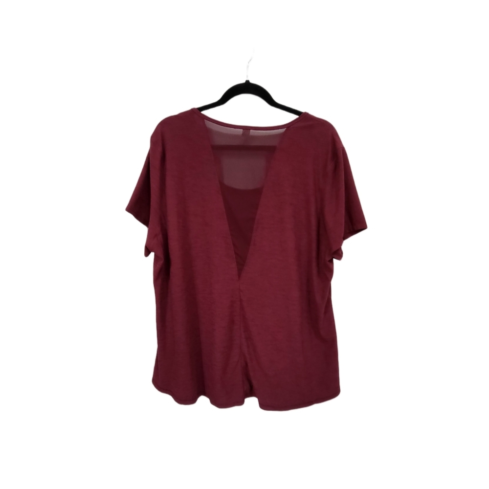 🌿Old Navy Active Women's XXL Maroon Althetic Top with Back Mesh Panel Top - Picture 7 of 10